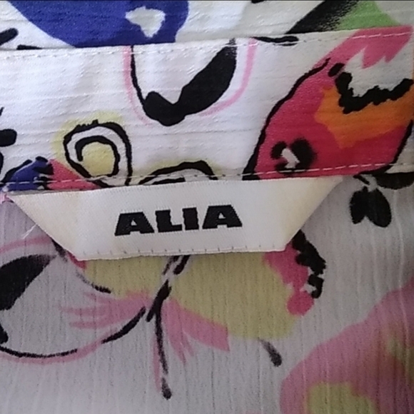 90's Alia Vintage Butterfly Blouse Sheer Short Sleeve Colorful Bold - Picture 7 of 7